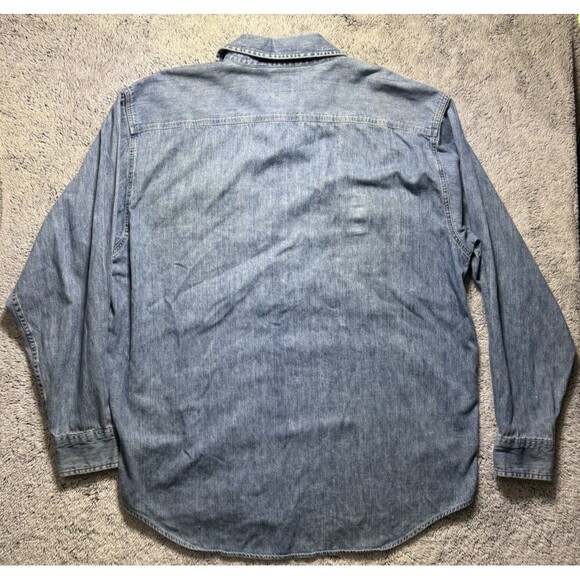 VTG Gap Denim Shirt Mens XL Button Down Distressed Jean Work Y2K 90s‎ - Picture 11 of 12
